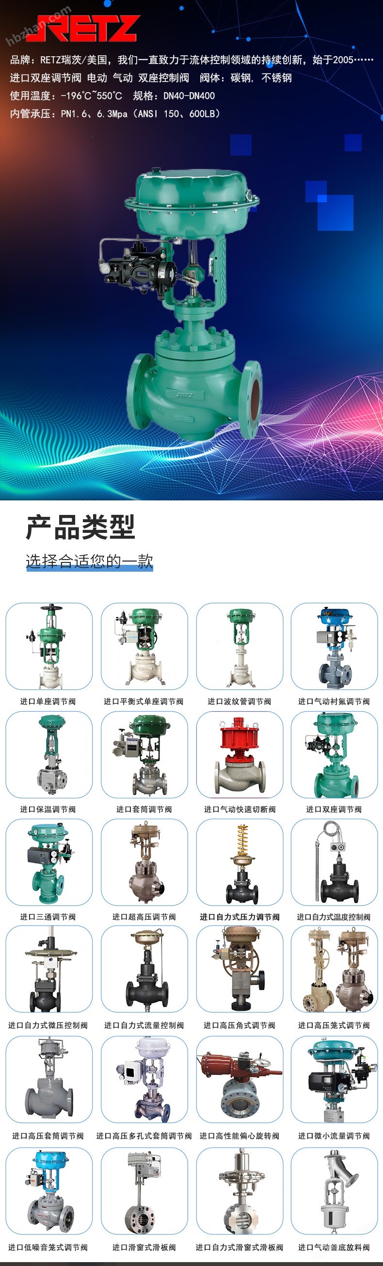 進口雙座調節(jié)閥 美國RETZ瑞茨品牌