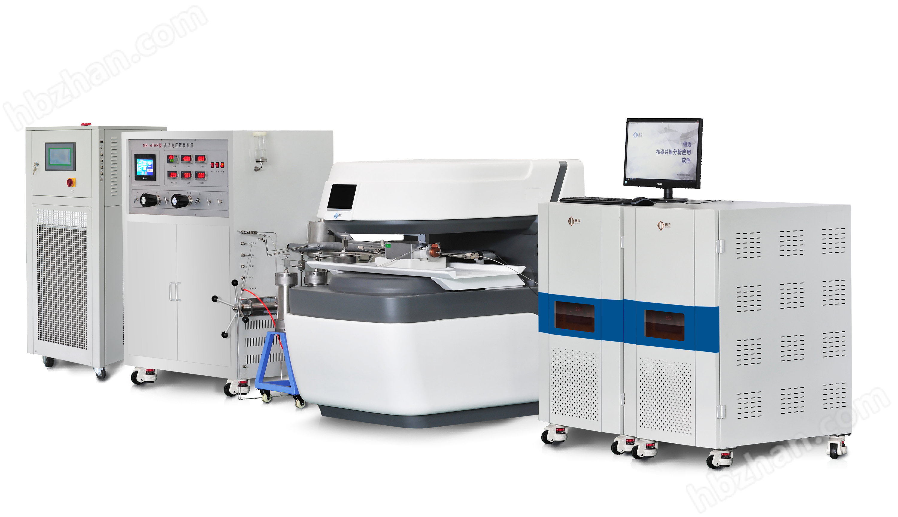 Online low field nuclear magnetic resonance three-axis testing system