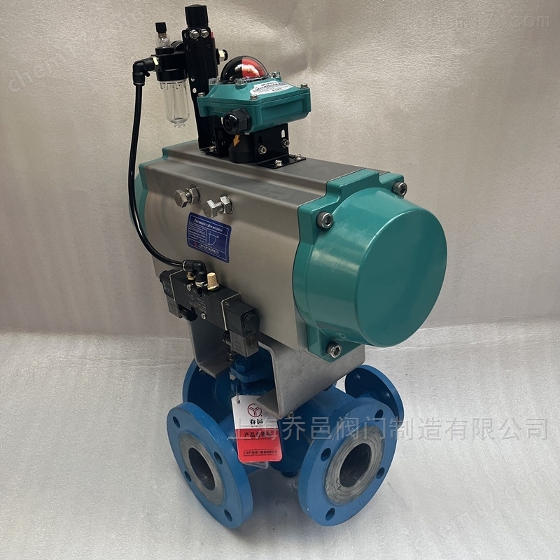 双电控气动沥青保温三通旋塞阀.jpg 双电磁阀控制气动保温三通沥青阀