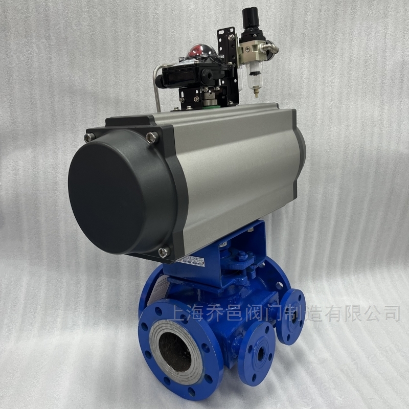 双电磁阀控制气动沥青保温三通阀 双电磁阀控制气动保温三通沥青阀