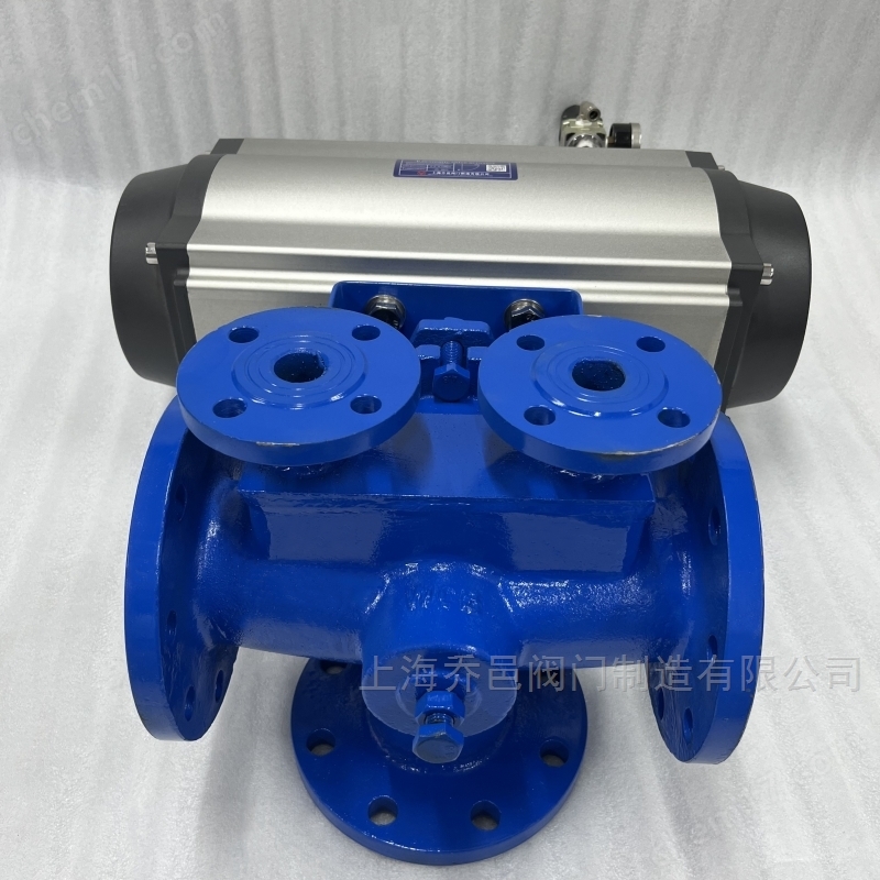 双电磁阀控制气动沥青保温三通旋塞阀 双电磁阀控制气动保温三通沥青阀