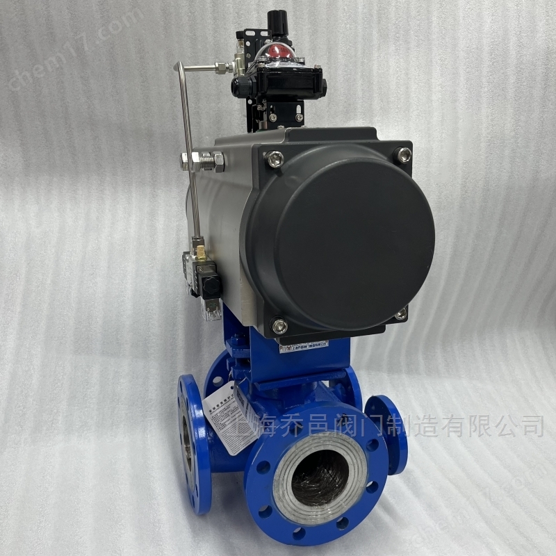 双电磁阀控制气动沥青保温三通旋塞阀 双电磁阀控制气动保温三通沥青阀